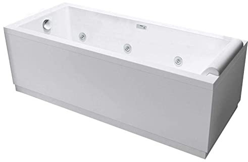Novellini Calos 2.0 Hydro Vasca da Bagno Idromassaggio Laterale 6 Getti 180x80 Altezza 58 cm Reversibile Rettangolare 1 Pannello Frontale 2 Laterali Acrilico Bianco Lucido Colonna Cuscino Display