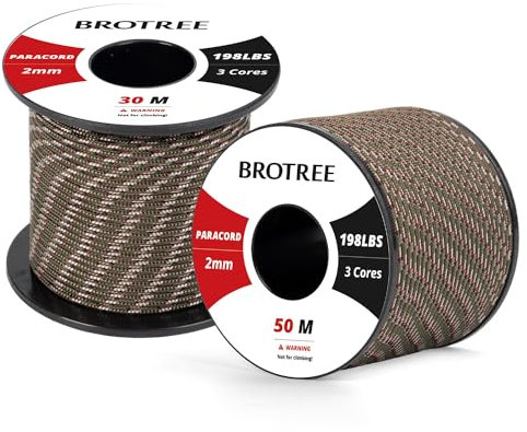 Brotree Paracord 2mm 30M 100% Nylon Seil mit 3 Kern Schnur für Outdoor, Armband, Hundeleine - Bruchlast 90kg (Wadlland Tarnung)