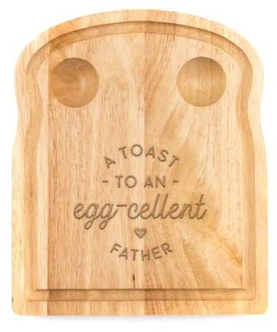 Breakfast Egg Board - A Toast to an Egg-cellent Birthday Gifts, Mum, Dad from Son Kids Daughter Baby - Unique Mothers Day Fathers Day Idea - Funny Engraved Pun Design Natural Wood (FATHER)