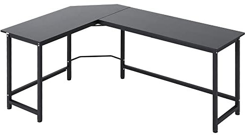 Vinsetto Computertisch Schreibtisch Eckschreibtisch höhenverstellbar Metall Schwarz 168 x 120 x 75 cm