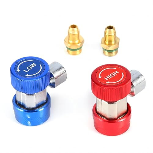 VIFERR Schnellkupplung R134A Adapter 1/4 Zoll AC R134A Stecker Adapter Hoch Niedrig Einstellbare Schnellkuppler Auto Klimaanlage Zubehör Werkzeuge