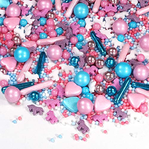 mySprinkles - 180 g - Licorne colorée rose et bleu clair - Décoration de gâteau et de biscuits pour Noël, anniversaire d'enfant - Décoration pour gâteaux, cupcakes, muffins
