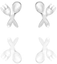 URBAN SHe° 925 Sterling Silver spoon fork mix match studs earrings restaurant food lover dinner