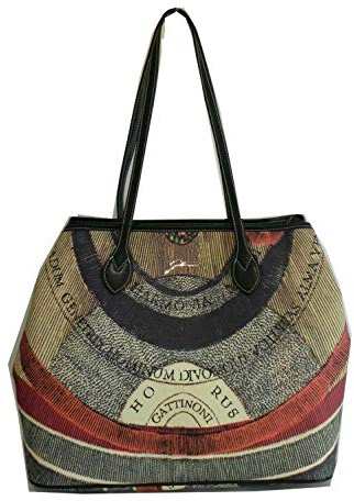 Gattinoni Shopping Bag grande Planetarium Classic dettagli Nero - da Donna - in Tela spalmata e stampata - Stampa Planetarium - Multi colore, Taglia Unica