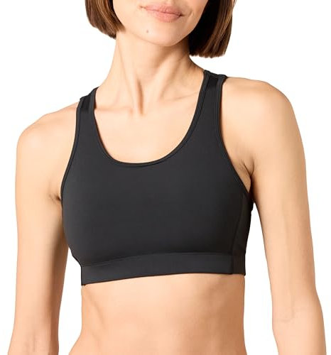 Amazon Essentials Active Sculpt Reggiseno Sportivo con Dorso a Vogatore e Sostegno Medio Donna, Nero, S