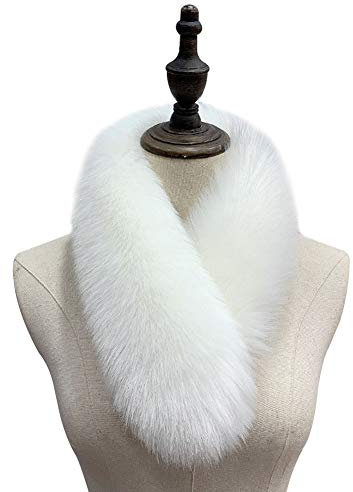ihreesy Frau Pelzschal,70CM Straight Fellkragen Kunstfell Kunstpelz Kragen Pelzkragen Wrap Schal Hals Wärmer Wintermantel Pelzschal Wärm Jacke Fellkragen,Weiß