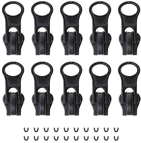 OTOTEC 10 Stück Schwarz 5# Reißverschlüss Schieber mit U-Form Stopp-Reißverschlüssen Reparatur Ersatz für Mäntel Jeans Jacken Hosen Rucksäcke 25x11mm