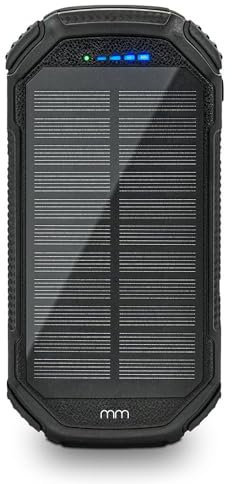 Mikamax QI Solar Powerbank - 3 Geräte gleichzeitig Aufladen - Led Flashlight - Tragbare Solar Ladegerät - Wireless Charging - Tragbare Powerbank - 20.000MaH