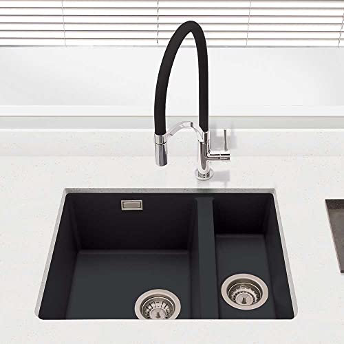 Cookology Lucca Granite Composite Kitchen Sink - 1.5 Bowl (Black)