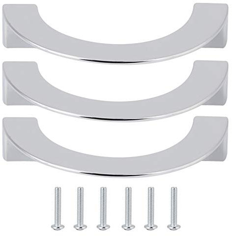 Natudeco Schrankgriffe, 3 Stück Schrankgriffe aus Zinklegierung, rund, Silber, Badezimmerschrankgriff, Möbelbeschläge für Badezimmer, Küche, Wohnzimmer