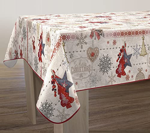 Tischdecke Fleckabweisende Frohe Weihnachten - Rechteckig 150 x 350 cm