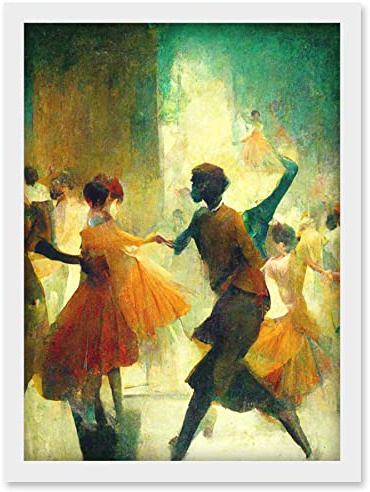 Doppelganger33 LTD 1950's Jazz Club Dancers Degas Style Painting Artwork Framed Wall Art Print A4