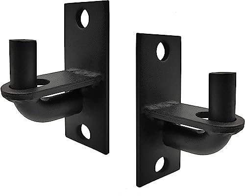 Lot de 2 charnières de portail à fixation murale - Charnières de portail de ferme - Charnières de portail à maillons de clôture avec goupille de charnière de 5/8 (vis non incluses) - Noir