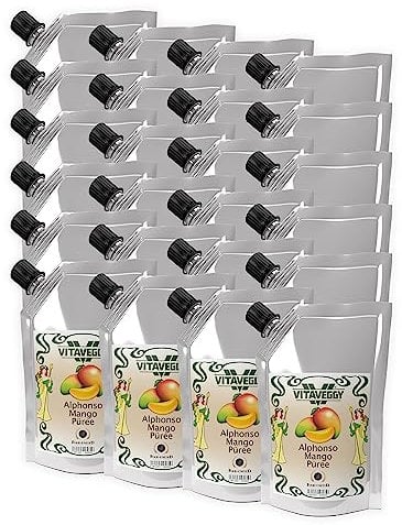 VITAVEGGY Frucht-Püree INDISCHE MANGO 24x 1kg von Food-United mango-fruit-puree für Mango-Maracuja-Saft-Smoothie Chutney Pickle Sorbet Cocktail ohne Aroma- Farb- & Konservierungsmittel (24)