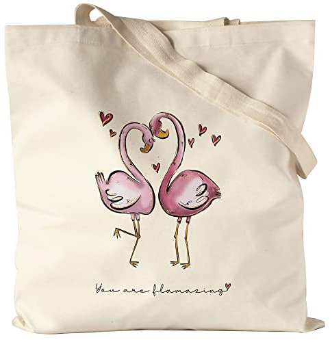Hey!Print Flamingo Flamazing Jutebeutel Valentinstag Freundin Freund Süß Geschenkidee Paar Liebe Couple Jahrestag Bio-Baumwolle