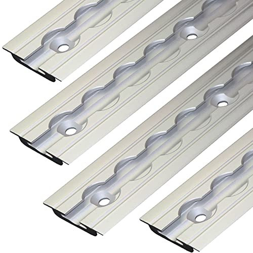 NTG 5 STK Alu Airlineschiene 2m / 1975mm -TÜV Zertifiziert- versenkbar als Bodenprofil -Anhängerzubehör Ladungssicherung Zurrschiene Aluschiene LKW Transporter - m. Bohrungen Silber eloxiert
