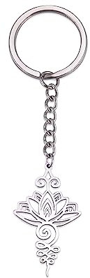 TEAMER Collier Lotus Collier en acier inoxydable Fleur de vie Collier Yoga Méditation Pendentif Inspirationnel Bijoux pour Femmes Adolescentes Filles (Style 7 - Porte-clés - Argent)
