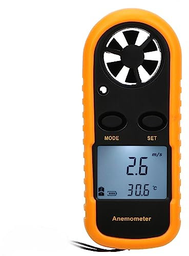 NOPNOG Windgeschwindigkeitsmesser mit Thermometer, Handheld-Typ, hochpräzises Anemometer, ABS-Kunststoff