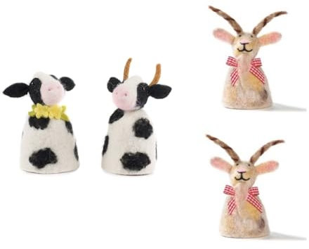 LK Trend & Style 4er Set Eierwärmer aus Filz - 2 x Ziege + 2 x Kuh ideal für Dein Frühstückstisch