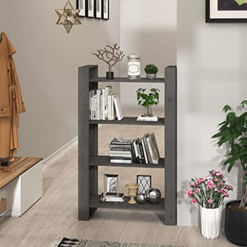 BUKSCYJS BüCherturm Freistehend,BüRo-BüCherregalebüCherregal/Raumteiler Grau 80x35x125 cm Massivholz Kiefergeeignet FüR Wohnzimmer, Schlafzimmer, Arbeitszimmer, Korridor