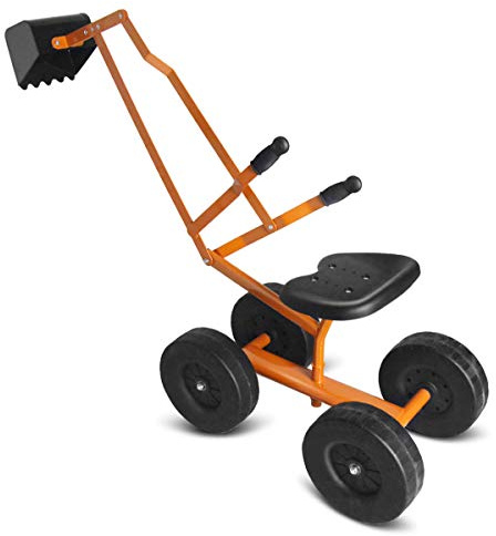 GOPLUS Jouet Pelle Sable pour Enfant, Jouets de Sable Digger pour Plage Pelleteuse avec Siège Pivotant à 360 Degrés, 2 Bras et 4 Roues Antidérapantes, Convient pour Enfants de 4 à 12 Ans (Orange)