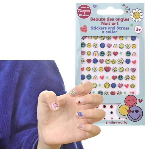 Smiley 2er Set Nagelsticker- Selbstklebend- Smiley Nagelaufkleber - Nailart-Sticker- Abziehbilder Geschenke für Mädchen Kinder -Geburtstagsgeschenke- Nagel dekoration
