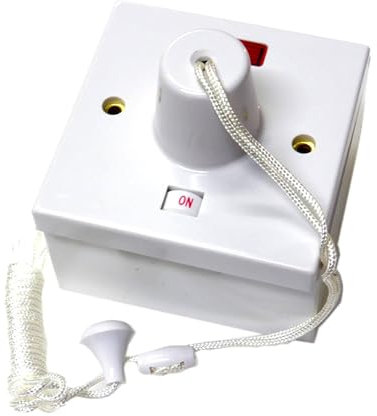 Mr. Gadget's Solutions 45 Amp Pull Cord Electrical Switch Double Pole with Neon Light + Back Box
