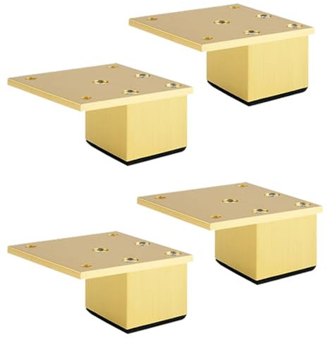 SZLXJMFL Tischbeine Gold, Möbelfüße, 4 Stück Tischfüße, Quadrat, Höhenverstellbar Höhe: 6-40cm Eloxierte Oberfläche Couchtisch/TV Tisch/Kommode/Nachttisch Beine Aluminiumlegierung-3cm/1.2in