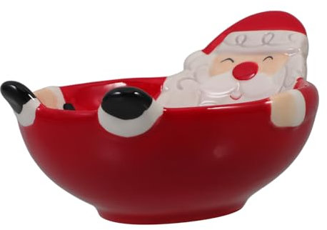 MOLUCKFU Bol Céramique Sculpté Forme De Père Noël Récipient à Bonbons pour Célébrations De Noël Bol à Desserts pour Fêtes Familiales Et Réunions