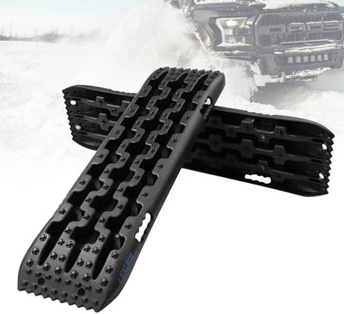 LIEKUMM 2 Stücke Sandbleche Offroad, 104,5 x 28 cm Sandbleche Kunststoff, 10 T Tragkraft Sandbleche Wohnmobil, Kunststoff Sandblech für Geländewagen PKW LKW, Sandboard für Sand Schlamm Schne