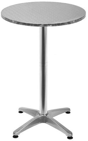 HUOLE 2er Set Stehtisch Höhenverstellbar | Aluminium Edelstahlplatte | höhenverstellbar 70cm / 110cm | Partytisch Tisch Ø 60cm | In- & Outdoor | Empfangstisch | Klapptisch Silber