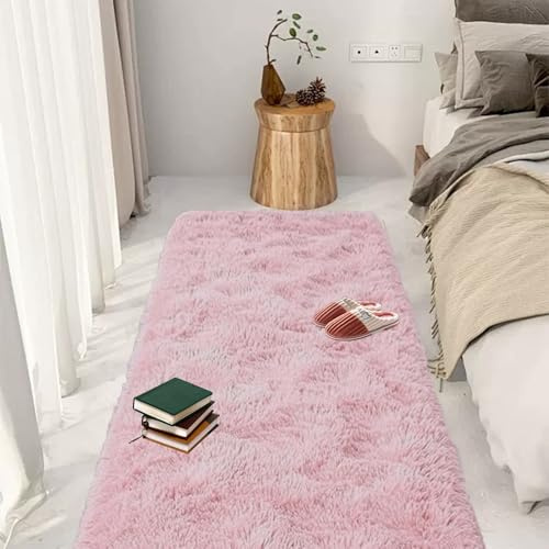 GOUTUI Teppich Wohnzimmer 90 x 200 cm Weich & Schmutzabweisend Teppich Wohnzimmer Wohnzimmer Deko für Schlafzimmer Kinderzimmer Wohnzimmer, Rosa