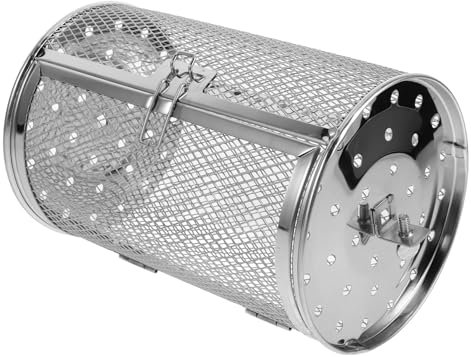 CONGARTENO griglia in acciaio inox per barbecue rotante cestino per barbecue con rotelle Tostapane per noci e semi Attrezzo per arrostire noci e semi barbecue portatile rosticceria
