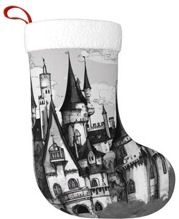 YKJJFVZ Weihnachtsstrümpfe, Gothic-Märchenmotiv, personalisierbar, für Familiendekorationen, hängende Verzierung für Weihnachtsfeiertage, Schwarz, Einheitsgröße