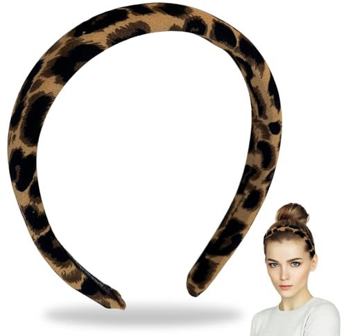 Serre-tête léopard pour femme - Confortable - Antidérapant - Tendance - Motif léopard - Large bandeau - Accessoire de cheveux pour femmes et filles