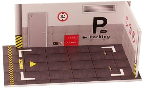 Scène de garage pour voiture miniature, modèle de voiture Parking Garage | Garage de stationnement de voiture jouet à l'échelle PVC 1/32,Simple Auto Modèle Parking Diecast Accessoires de voiture
