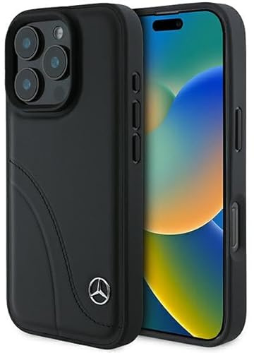 CG MOBILE Mercedes MEHCP16X23RBCSK Case for iPhone 16 Pro Max 6.9 Inch Black MB Curved Stitches Leather