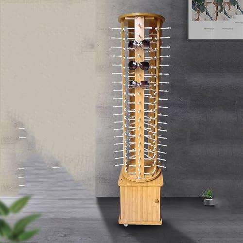 Lesebrillenhalter Aus Holz, Bodenstehender Drehbarer Brillenaufbewahrungsständer Mit Rädern, 72/90/108 Paar, Moderner Sonnenbrillen-Aufbewahrungsorganisator, Kommerzieller Brillen-Hängeständer(A,108 p