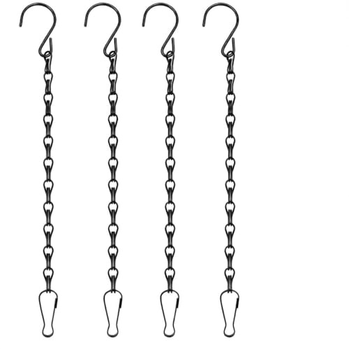 Eowppue Blumenampel Ketten mit Haken – 4er Set, 50 cm, Schwarze Metallketten, für Blumenampeln, Vogelhäuser, Futterspender, Windspiele und mehr