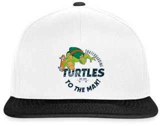 Spreadshirt Teenage Mutant Ninja Turtles Skatboarding Turtles Snapback Cap, One Size, Weiß/Schwarz
