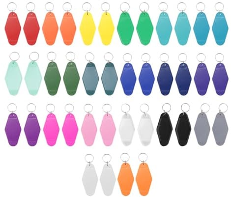 Jrudjsnhhty 40Pcs Vintage Motel Keychains 20 Colors Hotel Keychains Blank Heat Transfer Ornament for Sublimation Vinyl DIY Making
