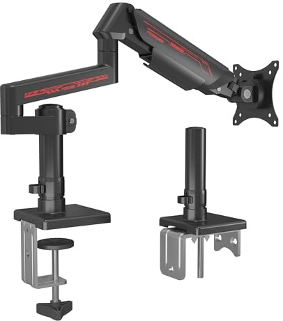 Fydeamer Monitor Halterung mit Säule für 17-35 Zoll Bildschirm, Schwarz | Einzle Monitorarm 2-11kg für extra Höhe; VESA 75/100mm, 2 Installations, Schnelle Installation, mit Kabelmanagement
