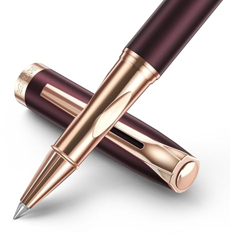 BOCIYER samurai Rollerball Liquid Ink Pen Set,Luxury Executive Writing Pen for the Office,roller ball Pen Refillable,Schmidt Refill*2 And Gift Box,Best ballpoint pen Gift Set for Men & Women(Dark red)