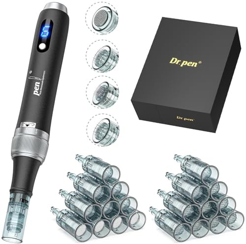 Hoelg M7S Microneedling Pen, Elektrisch Dermapen Microneedling 6 Geschwindigkeitsstufen, Ausgestattet 20 Ersatznadeln, Anti-Falten, Anti-Aging für Gesicht, Körper und Haarwachstum