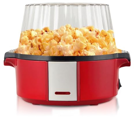 AUNMAS Popcorn-Maker, Kleine Elektrische Heißöl-Popcorn-Maschine mit Transparentem Deckel für Snack-Time-Partys Am Filmabend (EU-Stecker 220 V)