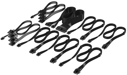 Corsair Elite Premium Kit Profesional de Cables de PSU Type 4 en Funda Individual – Diseño Paracord de Malla de Triple Capa, Compatible con PSU Tipo 4 – Negro