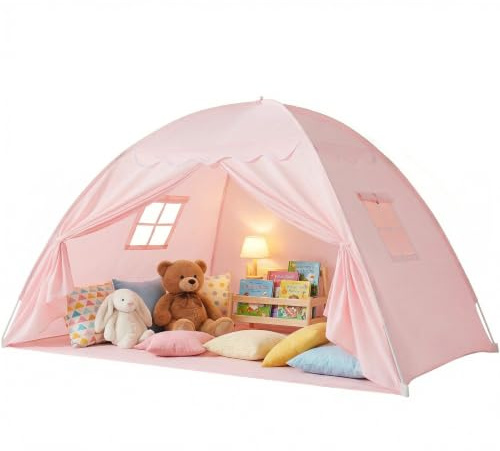 Tienda de Campaña para Cama para Habitación Infantil, Tienda de Campaña para Niños, Cama de Suelo, Tienda de Campaña para Niños, Tienda de Juegos para Interiores, Portátil y Plegable, Cama Individual