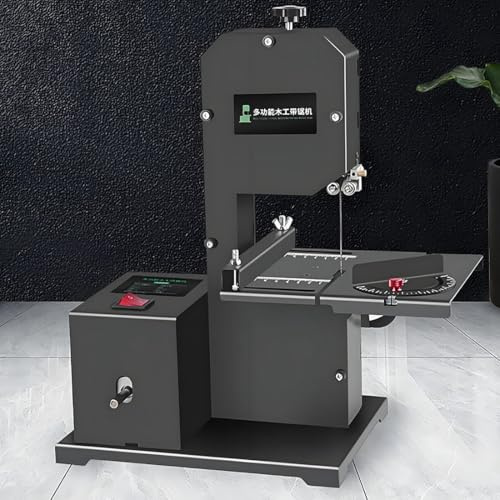 HuanEssentric Sega a Nastro Banco Professionale,Sega a Nastro per Lavorazione del Legno 1750 Giri/Min,con Accessori,Tavolo in Lamiera Inclinabile 0 a 45° per Piccole Officine