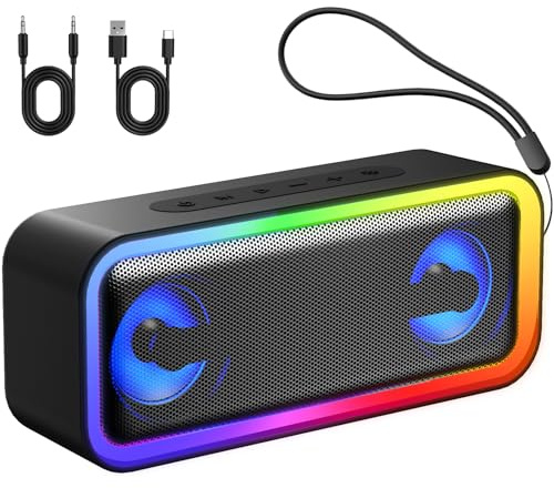 IKT Bluetooth Speaker, 40W Loud Stereo Sound Portable Speaker, 30Hrs Playtime, Speakers Wireless Bluetooth 5.4, Deep Bass, TWS Pairing, IPX7 Waterproof, 7 RGB lights, Speakers for Home/Party/Outdoor
