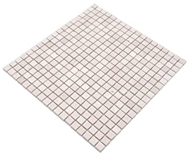 Mosaik Fliese Marmor Naturstein weiß Botticino Anticato für BODEN WAND BAD WC DUSCHE KÜCHE, Mattengröße: 305x322 = 0,10 qm, Steingröße: 15x15x8 mm - 1 Matte
